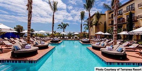 California Resorts, Terranea Resort, Poolside Cabana, Beach Honeymoon Destinations, Los Angeles Hotels, Pool Picture, Beach Honeymoon, Resort Pools, Hotel Pool