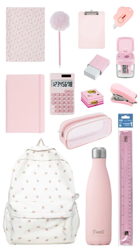 #pink #school #supplies #coquette #fyp #cute #fypp #fyppp #floral #pastel Pink School Supplies, High School Prep, Pastel Backpack, School Backpack Essentials, Preppy School Supplies, What's In My Backpack, School Bag Essentials, Backpack Essentials, Cute School Stationary