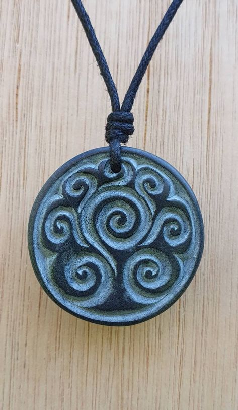 English Oak Tree, Spiral Tree, Green Granite, Hand Carved Stone, Celtic Style, Celtic Tree, Carving Designs, Tree Necklace, Stone Crafts