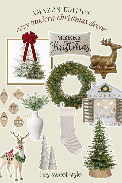 I've been loving the neutral color palettes around the holidays. A pop of red but mostly creamy tones and gold with natrual elements! Love all of these cozy modern Christmas decor ideas on Amazon. Modern Christmas Decor Ideas, Modern Holiday Decor, Neutral Christmas Decor, Modern Christmas Decor, Pop Of Red, Christmas Decorations For The Home, Christmas Trends, Christmas Decor Ideas, Christmas Theme