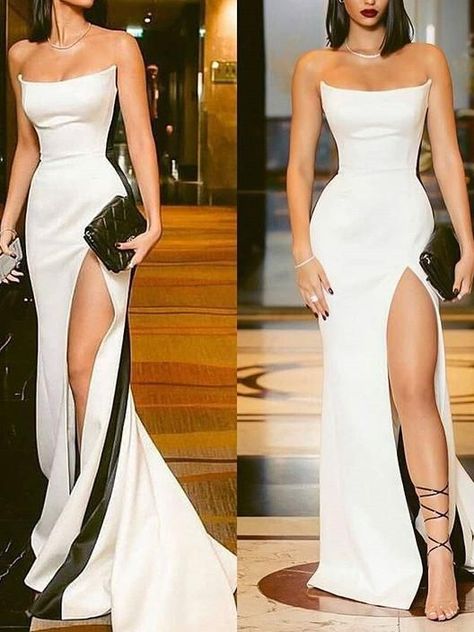 dc5c768b5dc76a084531934b34601977desc47196922ri Tube Gown, Top Prom Dresses, Tube Top Dress, Cute Prom Dresses, Grad Dresses, Prom Outfits, Gala Dresses, White Dresses, Tube Dress