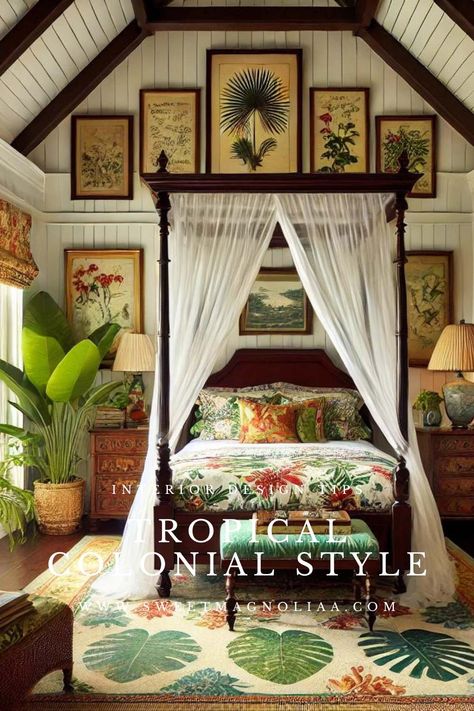 British Colonial Bookshelf, Modern British Colonial Style Bedroom, Bermuda Interior Design, Tropical Guest Room, British West Indies Style Bedroom, Tropical Colonial Interior, Tropical British Colonial Bedroom, British Colonial Style Bathroom, French Colonial Interior Design