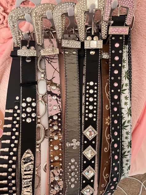 y2k mcblind belts Mcbling Belt, Rapunzel Theme, Jeweled Jeans, Belts Aesthetic, Thrift Manifest, 2000s Accessories, Tuff Fits, Random Decor, Electra Heart