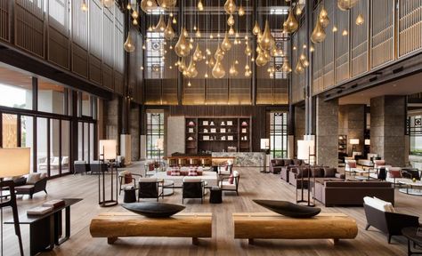 China's Silicon Valley gets another five-star hotel opening Hotel Lobby Lounge, Restaurants Design, Lobby Hotel, Hotel Lobby Design, Lobby Interior Design, Lobby Reception, Lobby Bar, Hotel Lounge, Lobby Lounge