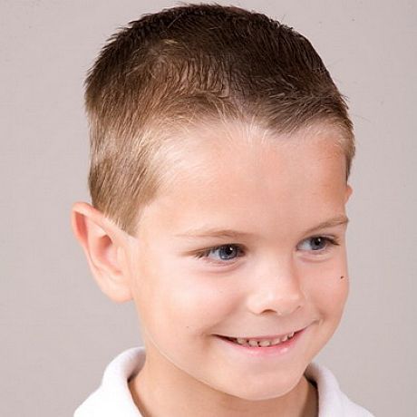 Short and neat haircut for little boys. The hair was cropped close and ...