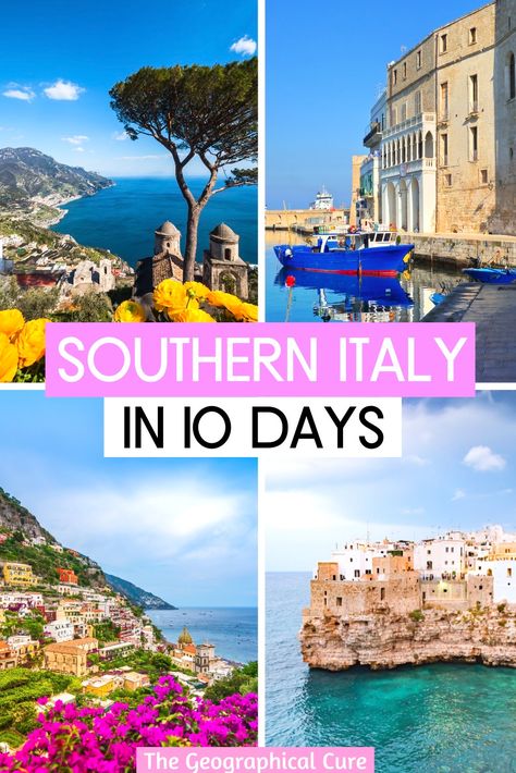 Southern Italy Itinerary, Italian Landmarks, Southern Italy Travel, 10 Days In Italy, Italy Road, Italy Coast, Amalfi Coast Itinerary, South Of Italy, Italy Trip Planning