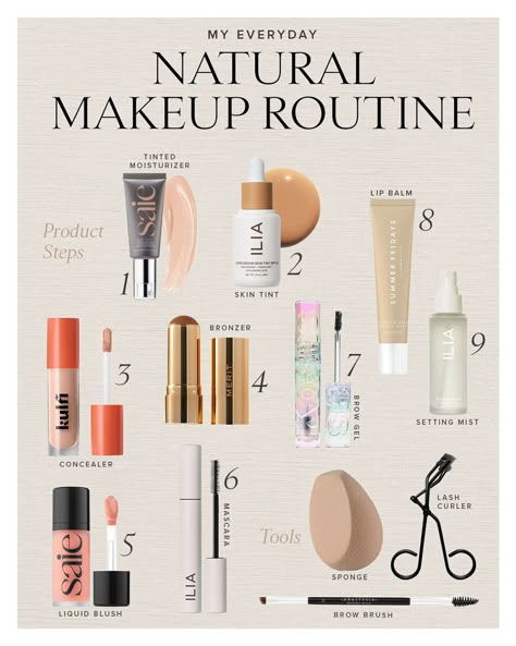 Step For Make Up, My Makeup Collection, Steps For Natural Makeup, Basic Makeup Routine Natural, Makeup Routine Everyday, Natural Makeup Starter Kit, Basic Make Up List, Makeup For Normal Skin, Everyday Makeup Cool Tone