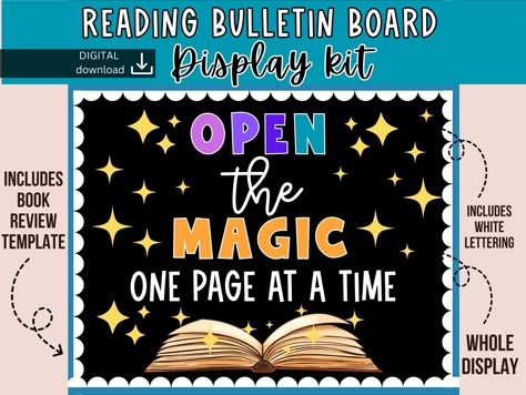 reading bulletin board | reading corner decor | books Bulletin Board | reading door decor | book nook | library bulletin by SlidesAndStyle on Etsy Book Week 2024, Bulletin Board Reading, Books Bulletin Board, Reading Corner Decor, School Library Book Displays, Reading Bulletin Board, Book Bulletin Board, School Library Bulletin Boards, Creative Library