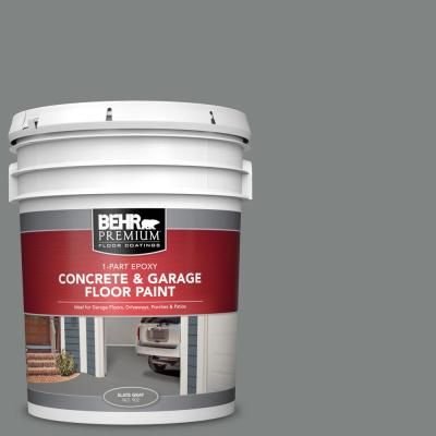 Behr Premium 5 Gal Slate Gray Self Priming 1 Part Epoxy Interior Exterior Concrete And Garage Floor Paint Slat Garage Floor Paint Painted Floors Garage Floor [ 400 x 400 Pixel ]