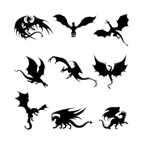 Small Dragon Silhouette, Dragon Flying Drawing Reference, Flying Dragons Tattoo, Dragon Sillouhette, Wyvern Silhouette, Dragon Flying Tattoo, Flying Dragon Sketch, Dragon Flying Drawing, Dragon Silhouette Tattoo