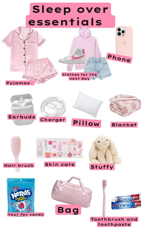 🩷🩷🩷 Things To Put In Backpack, Sleep Over Essentials, Sleep Over Activities, Pack For A Sleepover, Preppy Gift Ideas, Sleepover Packing, Sleepover Packing List, Trip Essentials Packing Lists, Fun Sleepover Activities