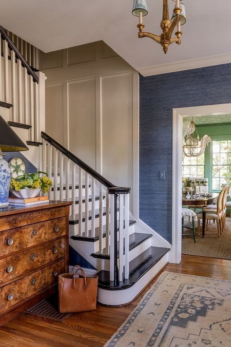 My Personal Home — Alexander Interiors Colonial Entryway, Foyer Stairs, Ohio House, Alexander Home, Designer Homes, Foyer Decorating, River House, Cottage Design, Traditional Home