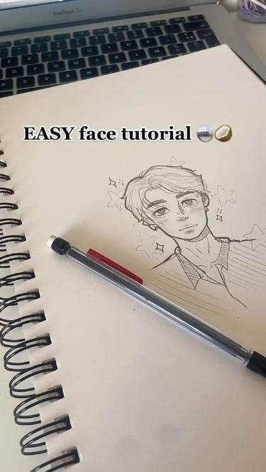 Boy Easy Face Drawing, Art Tutorial How To Draw Face Sketch, Draw A Face Tutorial, How To Make Faces Sketch, How To Make Face Sketch, How Draw Anime Face, Face Drawing Tutorial Easy, Easy Face Tutorial, Human Sketch Ideas, Drawing Ideas Anime Sketch Easy