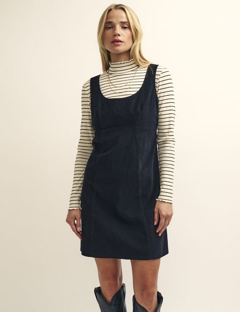 Black Cord Valentina Mini Dress | Nobody's Child Pinafore Dress Outfit, Dresses For Everyday, Corduroy Pinafore, Corduroy Pinafore Dress, Cord Dress, Corduroy Dress, Pinafore Dress, Dress Shapes, Petite Maternity