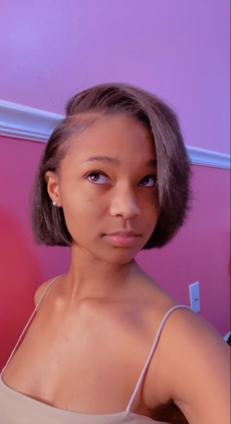 Chin Length Hairstyles For Black Women, Bob Hairstyles Natural Hair Black Women, Bob Haircuts Natural Hair, 4c Natural Hairstyles Short Silk Press, Shirt Bob Black Women, Permed Hairstyles For Short Hair, Bob On 4c Natural Hair, Slick Press Short Hair, Side Part Bob Silk Press Natural Hair