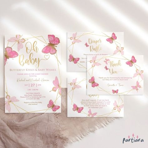 Pink Butterfly Baby Shower, Fiesta Shower, Butterfly Baby Shower Invitations, Butterfly Invitations, Love Website, Baby Shower Invitaciones, Butterfly Baby Shower, Girl Baby Shower Decorations, Fiesta Baby Shower