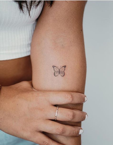 22 Beautiful small butterfly tattoos design ideas you'll tattoo - Page 19 of 22 - Fine Line Butterfly Tattoo, Line Butterfly Tattoo, Fine Line Butterfly, Ephemeral Tattoo, Line Butterfly, Simple Butterfly Tattoo, Butterfly Tattoos On Arm, Small Forearm Tattoos, Small Butterfly Tattoo