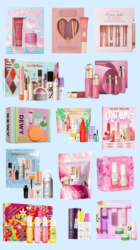 gift sets!! {⚡️🎀🪩} Sephora Gift Sets, Xmas List Ideas, Girly Christmas Gifts, Beauty Treatments Skin Care, Makeup Bag Essentials, Sephora Favorites, Sephora Skin Care, Cute Gifts For Friends, Makeup Gift Sets