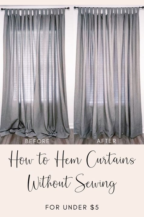 Super easy and cheap DIY :) #howtohemcurtainswithoutsewing #diy #hem #homeproject #nosew #ikeacurtains Hem Without Sewing, Hemming Curtains, Grilled Cheese Recipes Easy, Cheese Recipes Easy, Hem Curtains, How To Hem Curtains, Trim Curtains, Curtains Without Sewing, Long Drapes