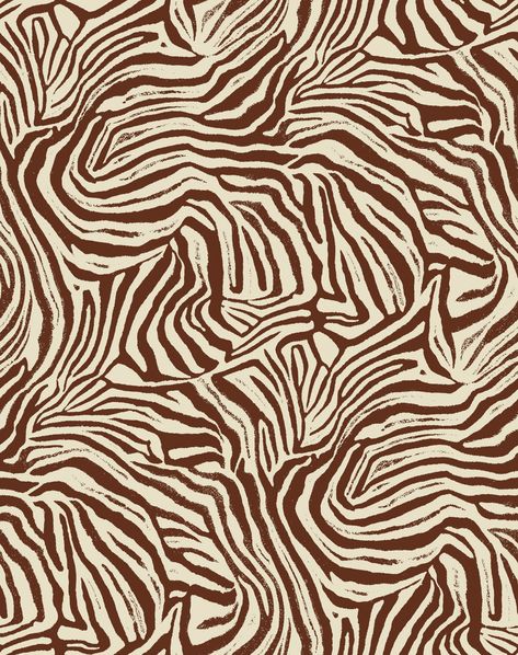 Wall Blush Originals The zebra print you never knew you needed! With shades of brown and a striking design, "Jules" is the perfect neutral yet wild pattern for your walls! 19-inch panel design and available in heights from 2 - 20 feet Choose between a PEEL AND STICK VINYL application or a PASTE TO THE WALL TRADITIONAL NON-WOVEN application. Subtle sheen Brown and Cream Easily removable making it the perfect wallpaper for renters, creating an accent wall, or a temporary art installation Compatibl Abstract Print Wallpaper, Zebra Texture Pattern, Eclectic Maximalism Wallpaper, Wallpaper Prints Pattern, Safari Pattern Design, Zebra Print Pattern, Brown Wallpaper Pattern, Tan And White Wallpaper, Brown And Beige Wallpaper