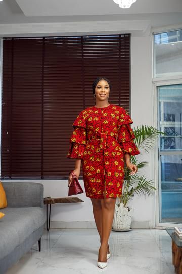 Ankara Shift Dress Puffy Long Sleeve, Ankara Short Flare Gowns Classy, African Fit And Flare Dress, Short African Dresses Lightinthebox, Short African Dresses Church, African Party Dresses, Ankara Short Gown Styles, Ankara Short, African Fabric Dress