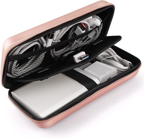 iMangoo Dual Layer Cord Organizer for Mackbook Pro Charger 67W 96W 140W Shockproof Carrying Cruise Ship Essential Travel Must Haves Accessories Airplane Tech Electronic Charger Rose Gold Electronics Organizer, Traveling Essentials, Organizer Purse, Tech Bag, Temu App, Power Bank Charger, Cord Organizer, Electronic Organization, Travel Must Haves