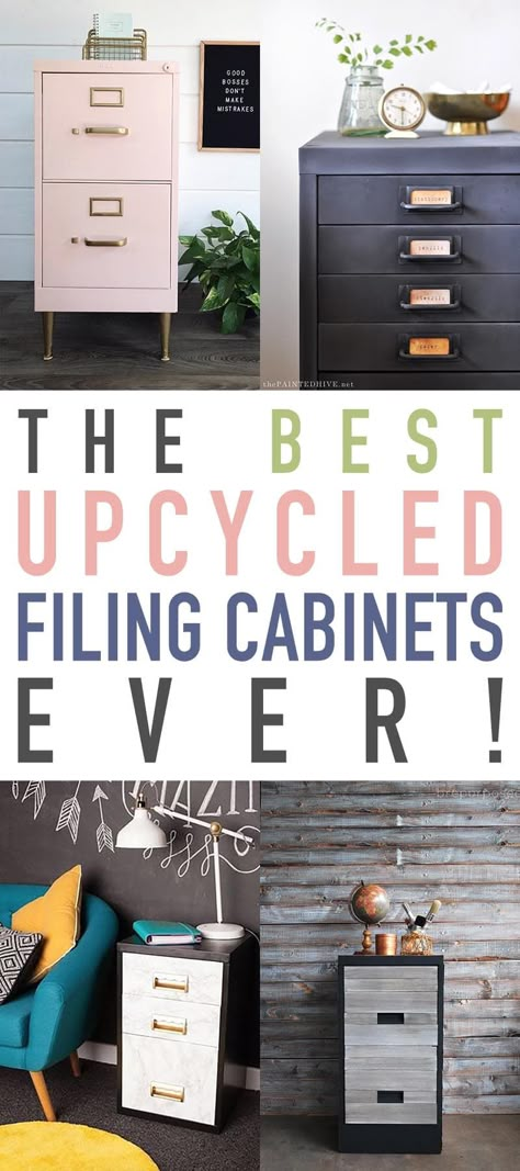 The Best Upcycled File Cabinets Ever!  You will not believe what an old filing cabinet can turn into!  With a little paint... hardware and love you never know!  Check out these upcycled beauties!!!  #Upcycled #UpcycledFilingCabinets #UpcycledFileCabinets #FileCabinet #FilingCabinet #Makeover #FilingCabinetMakeover #FileCabinetMakeover File Cabinet Redo, Old Filing Cabinet, Painted File Cabinets, Paint Hardware, Cabinet Makeover Diy, Diy File Cabinet, File Cabinet Makeover, Drawer Filing Cabinet, Cottage Market