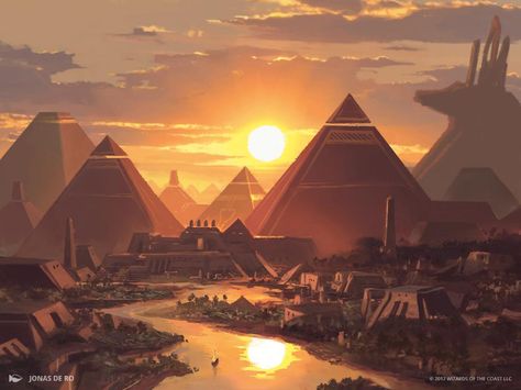 Starověký Egypt, Egypt Concept Art, Mtg Art, Ancient Egypt Art, Egypt Art, Ancient Egyptian Art, Fantasy City, Fantasy Setting, Fantasy Places