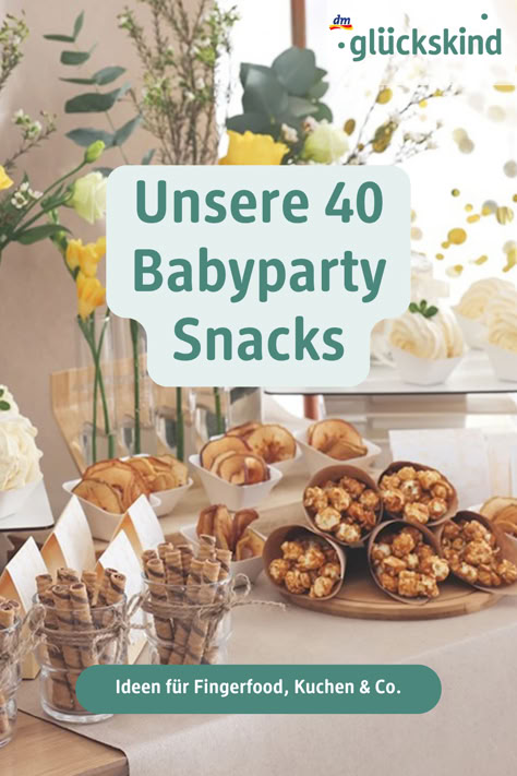 Die Zeit läuft: Es sind nur noch wenige Wochen bis zum Geburtstermin – höchste Zeit, das große Ereignis zu feiern. Ob Deine beste Freundin, Schwester, Cousine ein Kind erwartet oder Du es selbst kaum mehr erwarten kannst – eine Babyparty gehört auch hierzulande mittlerweile zur Tradition. Doch was servierst Du, welche Snacks und süßen Kleinigkeiten eignen sich zum Mitnehmen? Welche Rezepte zur Babyparty passen und wie sie gelingen, liest Du auf dm.de. Snacks Für Party, Baby Party, Reveal Parties, Gender Reveal Party, Finger Foods, Party Food, First Birthdays, Baby Shower, Snacks