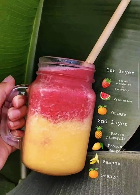 Fun Drink Recipe, Resep Smoothie, Fruit Smoothie Recipes Healthy, Easy Healthy Smoothies, Smoothie Recipes Healthy Breakfast, Smoothie Drink Recipes, Summer Smoothies, Refreshing Drinks Recipes, Healthy Fruit