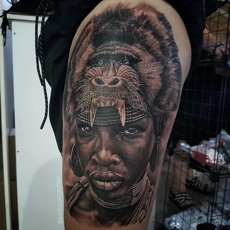 101 Amazing African Tattoos Designs You Need To See! - Outsons African Warrior Tattoo For Men, Zulu Warrior Tattoo, African Woman Tattoo, African Tattoo Ideas For Men, Black Tattoos For Women, Zulu Tattoo, African Warrior Tattoos, African Sleeve Tattoo, Black People Tattoos