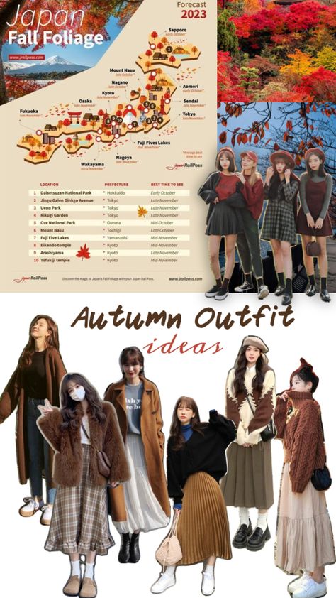 Autumn outfit ideas Fall Fashion Japan, Japan Travel Outfit Autumn, Fall Outfits Japan, Japan Autumn Outfit, Pioneer Meeting, Autum Outfit, Japan Travel Outfit, Winter Inspo Outfits, Japan Autumn