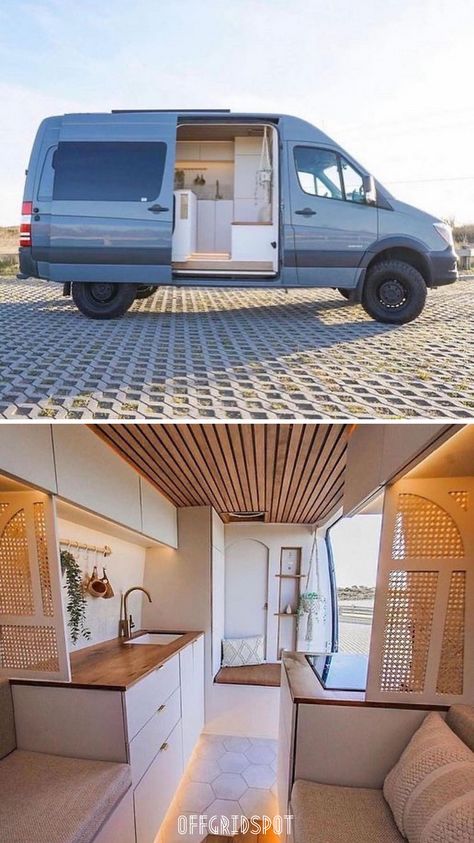 Transit Van Camper, Off Road Van Camper, Sprinter Camper Interior, Sprinter Van Build, Camper Van Conversion Ideas, Sprinter Van Living, Camping Van Interior, Campervan Garage, Sprinter Van Interior