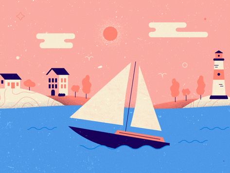 Hi !Here's a little personal test on After Effect, combining works on shape modifiers and textures. Open for feedbacks :-) Boats Illustration, Animated Water, Ocean Animation, Boat Animation, Boat Digital Art, Ferry Boat Illustration, Canal Boat Illustration, Floating Boat, Boat Illustration