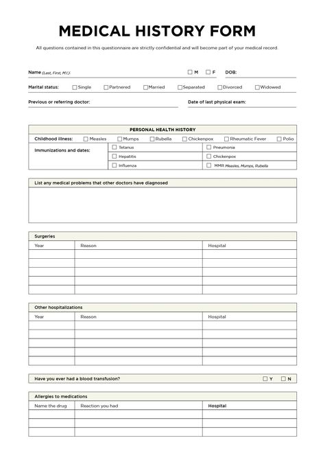 Personal Medical Records Organizer, Medical Record Design, Medical Records Printable Free, Medical Records Organization, Blood Glucose Chart, Medical Form, Medical Printables, Medical Binder Printables, Oat Bites