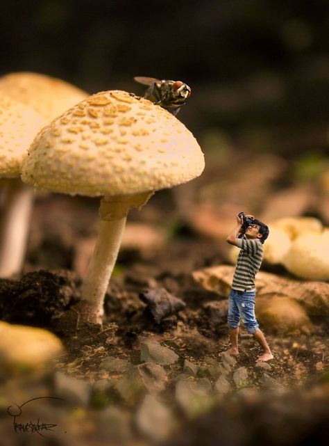 I Shrink Myself To Fit Into A Tiny World | Bored Panda Giant Tiny, Miniature Calendar, Macro Photographers, Mini People, Composite Photography, Miniature People, Miniature Photography, Cute Valentines Day Gifts, Tiny People