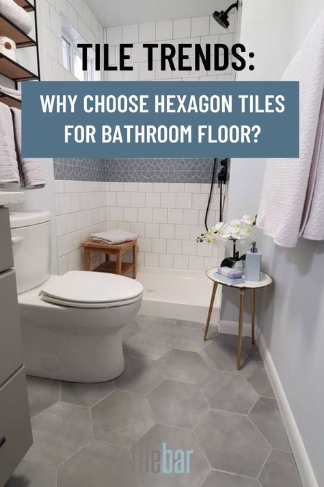 Bathroom Dark Hexagon Tile Floor, Bathroom Honeycomb Tile Floor, Slate Hexagon Tile Bathroom, Master Bath Hexagon Floor, Hexagon Tile Tub Surround, Hexagon Porcelain Tile Bathroom Floor, Octagonal Bathroom Floor Tile, Grey Octagon Tile Bathroom, Taupe Hexagon Tile Bathroom