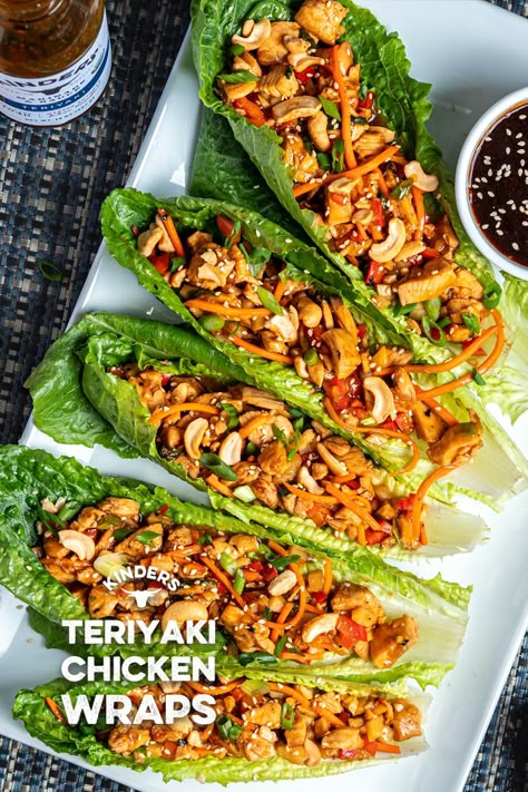 Pasti Fit, Pollo Teriyaki, Resep Smoothie, Plats Healthy, Lettuce Wrap Recipes, Shredded Carrots, Lettuce Wrap, Resep Diet, Water Chestnuts