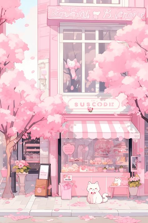 동화 삽화, Arte Do Kawaii, Pink Wallpaper Backgrounds, Images Kawaii, Iphone Wallpaper Kawaii, Wallpaper Animes, Cute Simple Wallpapers, Arte Inspo, Anime Artwork Wallpaper