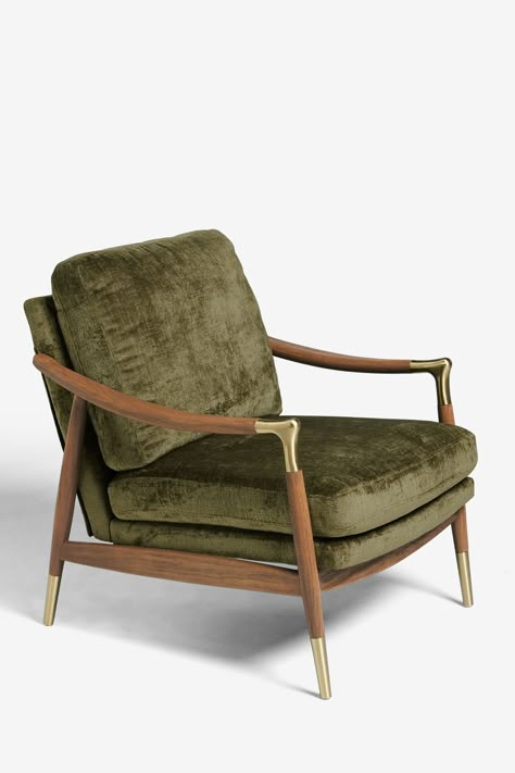 Traditional Livingroom, Design Your Own Room, Wooden Accent Chair, Traditional Accent Chair, Green Accent Chair, Modern Balcony, Mid Century Modern Interiors, Single Sofa Chair, Small Chair