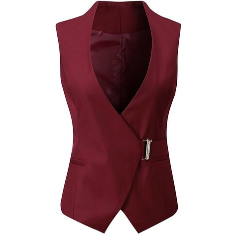 Vocni Women's V neck Sleeveless Slim Fit Economy Dressy Suit Vest... ❤ liked on Polyvore featuring outerwear, vests, sleeveless vest, red sleeveless vest, dressy vest, slimming vest and sleeveless waistcoat Red Vest Suit, Dressy Vest, Red Waistcoat, Linen Style Fashion, Red Vest, Vest Waistcoat, Vest Fashion, Vest Outfits, Suit Vest