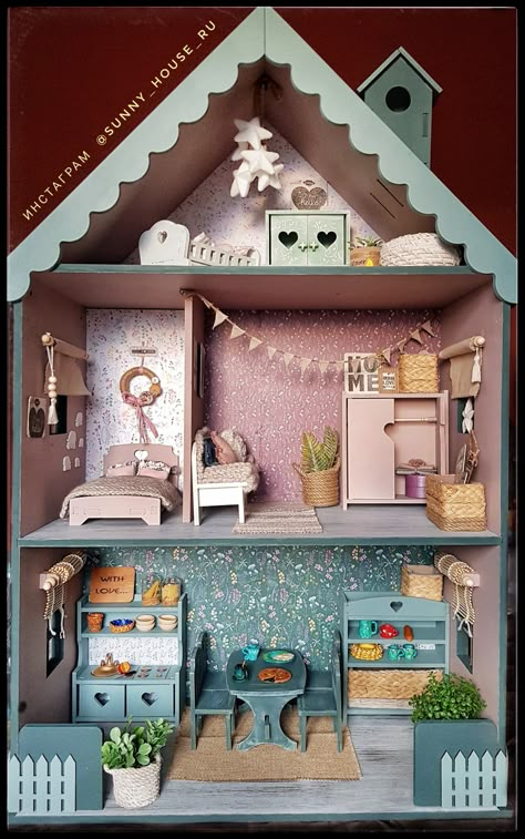 Dinosaur House, Ways To Use Wallpaper, Wall Cubby, Childrens Bedroom Wallpaper, Maileg Doll House, Maileg Dolls, Vintage Upcycle, Diy Barbie House, Doll Furniture Diy