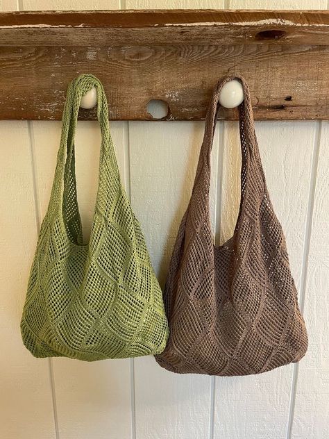 Green Crochet Tote Bag, Crocheted Tote Bags, Crochet School Bag, Green Crochet Bag, Cool Tote Bags, Hippie Tote Bag, Hippy Bag, Crochet Summer Bag, Cloth Tote Bags