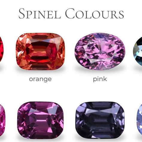 Diamond Buzz on Instagram: "SPINEL COLOURS Spinel is renowned for its stunning array of colours, making it a highly sought-after gemstone for jewellery and collector’s pieces alike. The diverse range of spinel colours is a result of the presence of trace elements and impurities during its formation. One of the most famous and coveted colours of spinel is a rich, vibrant red, often resembling the hue of rubies. These red spinels are affectionately known as “ruby spinels” or “traffic light red.” Red Spinel, Crystal Structure, Soft Lavender, Spinel Gemstone, Unique Colours, Orange Colour, Traffic Light, Yellow And Green, Blue Colour