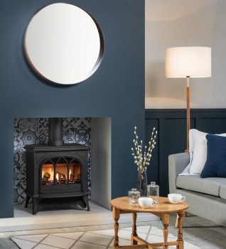 Which Small Cabin & Shed Log Burner to Buy? | Direct Stoves | Direct Stoves Modern Gas Fires Living Rooms, Wood Burner In Fireplace, Log Burner And Surround, Industrial Living Room Fireplace, Gas Wood Burner Fireplace, Chimney Fireplace Ideas, Logburners Fire Places, Lounge Fireplace Ideas, Wood Burner Living Room