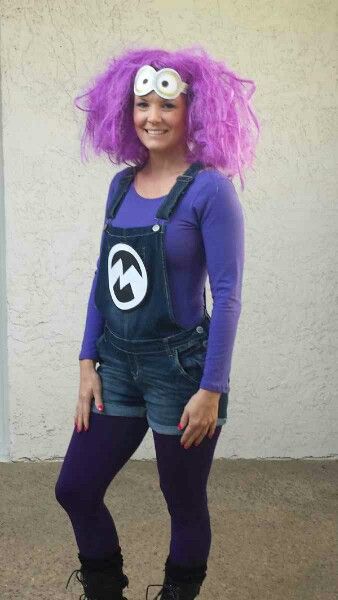 Evil purple minion halloween costume Evil Minion Costume Diy, Howlaween Costumes, Purple Minion Costume Diy, Purple Minion Halloween Costume, Evil Minion Costume, Purple Minion Costume, Minion Dress Up, Adult Minion Costume, Diy Minion Costume