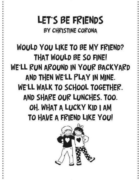 17+ Rhyming Quotes About Friendship - Rhyming Quotes About Friendship and Friendship Poem | Classroom Ideas | Kids Poems, Friendship  -  #rhymingquotesaboutfriendship #shortrhymingquotesaboutfriendship Friendship Quotes For Kids, Poems Friendship, Poem Friendship, Rhyming Poems For Kids, Rhyming Quotes, Simple Poems, Quotes About Friendship, Rhyming Poems, Songs For Toddlers