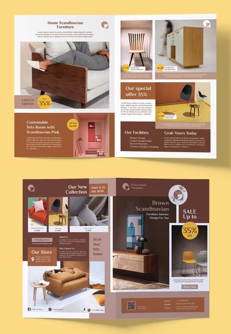 Bifold Brochure Design, Scandinavian Furniture, Brochure Design Template, Interior Design Companies, Brochure Design, Brochure Template, Design Template, Furniture Design, Interior Design