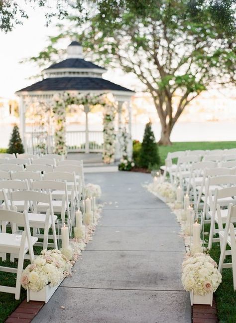 16 Stunning Outdoor Wedding Venues of 2018 #winterwedding  #inspiration    #Popular   #weddings  #forever Candlelit Ceremony, Summer Wedding Ceremony, Landscape Gardening, Gazebo Wedding, Garden Wedding Venue, Wedding Ceremony Flowers, Landscape Plans, Ceremony Flowers, Mod Wedding