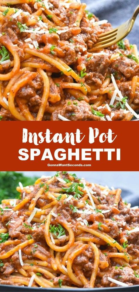 Instantpot Spaghetti, Spaghetti Instant Pot, Pasta Dishes For Dinner, Spaghetti And Meat Sauce, Instant Pot Spaghetti Recipe, Dinner Spaghetti, Instant Pot Spaghetti, Comforting Meals, Dishes For Dinner